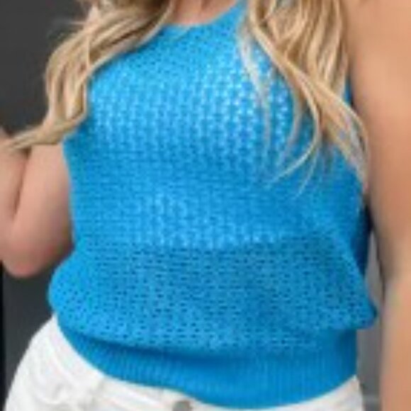 Blue Knit Tank - Picture 3 of 3